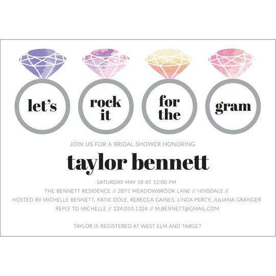 Colorful Diamond Rings Bridal Shower Invitations